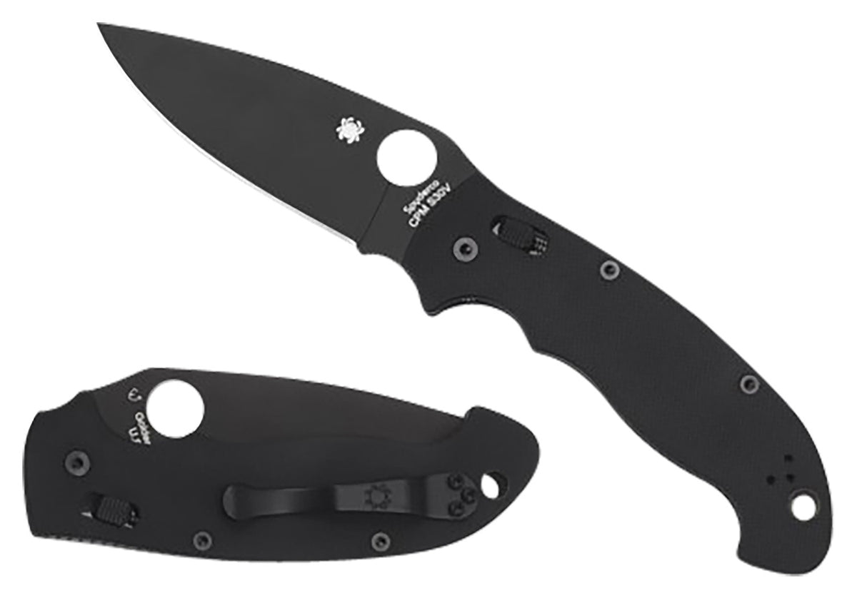 Spyderco C95GPBBK2 Manix 2 XL 3.85" Plain Edge Black DLC CPM S30V Blade Black G10 Handle Includes Pocket Clip