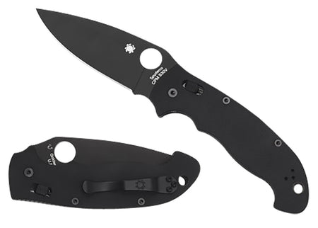 Spyderco C95GPBBK2 Manix 2 XL 3.85" Plain Edge Black DLC CPM S30V Blade Black G10 Handle Includes Pocket Clip