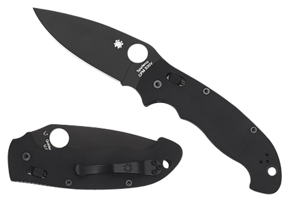Spyderco C95GPBBK2 Manix 2 XL 3.85" Plain Edge Black DLC CPM S30V Blade Black G10 Handle Includes Pocket Clip