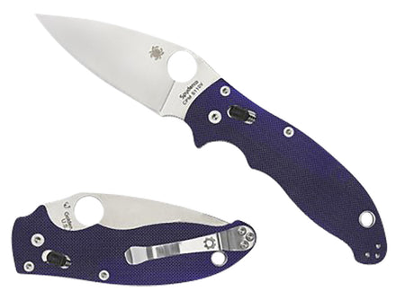 Spyderco C101GPDBL2 Manix 2 3.37" Plain Edge Satin CPM S110V Blade Dark Blue G10 Handle Includes Pocket Clip