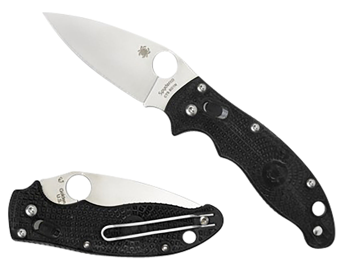 Spyderco C101PBK2 Manix 2 Lightweight 3.37" Plain Edge CTS BD1N Satin Blade Black FRCP Handle Includes Pocket Clip