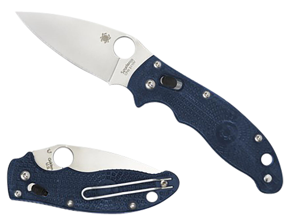 Spyderco C101PDBL2 Manix 2 Lightweight 3.37" Plain Edge CTS BD1 Satin Blade Dark Blue FRCP Handle Includes Pocket Clip