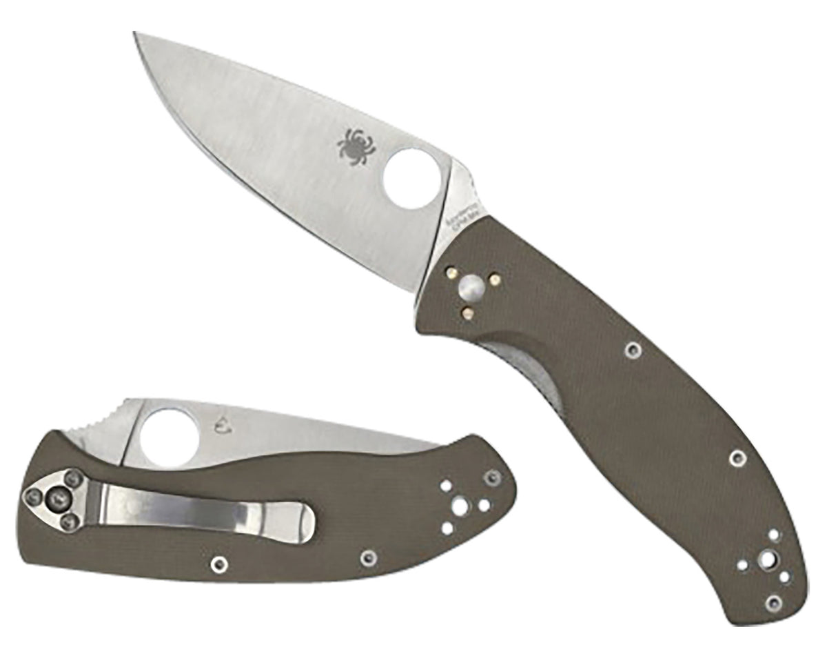 Spyderco C122GBNM4P Tenacious 3.35" Plain Edge CPM M4 Blade Brown Peel-Ply G10 Handle Pocket Clip