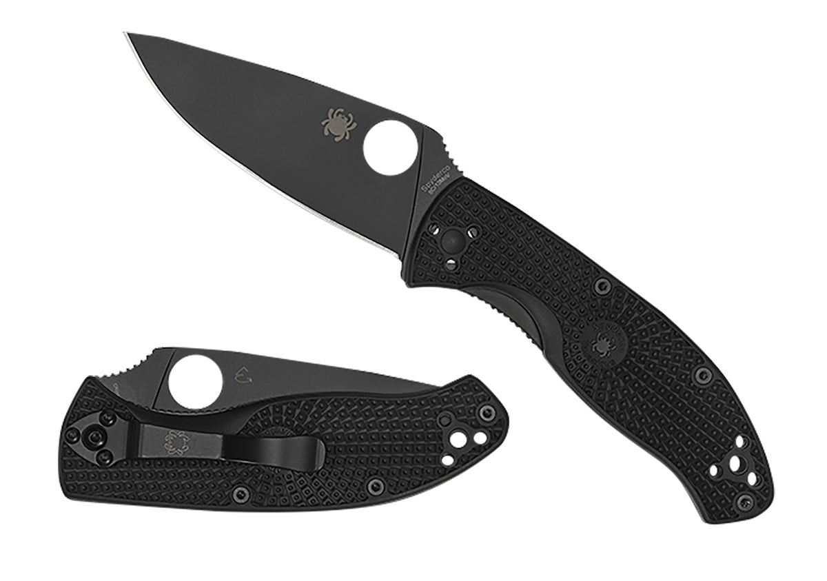 Spyderco C122PBBK Tenacious Lightweight 3.39" Plain Edge Black Oxide 8Cr13MoV Blade Black FRN Handle Includes Pocket Clip