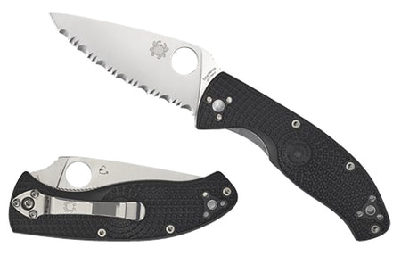 Spyderco C122PBK Tenacious Lightweight 3.39" Plain Edge Satin 8Cr13MoV Blade Black FRN Handle Includes Pocket Clip