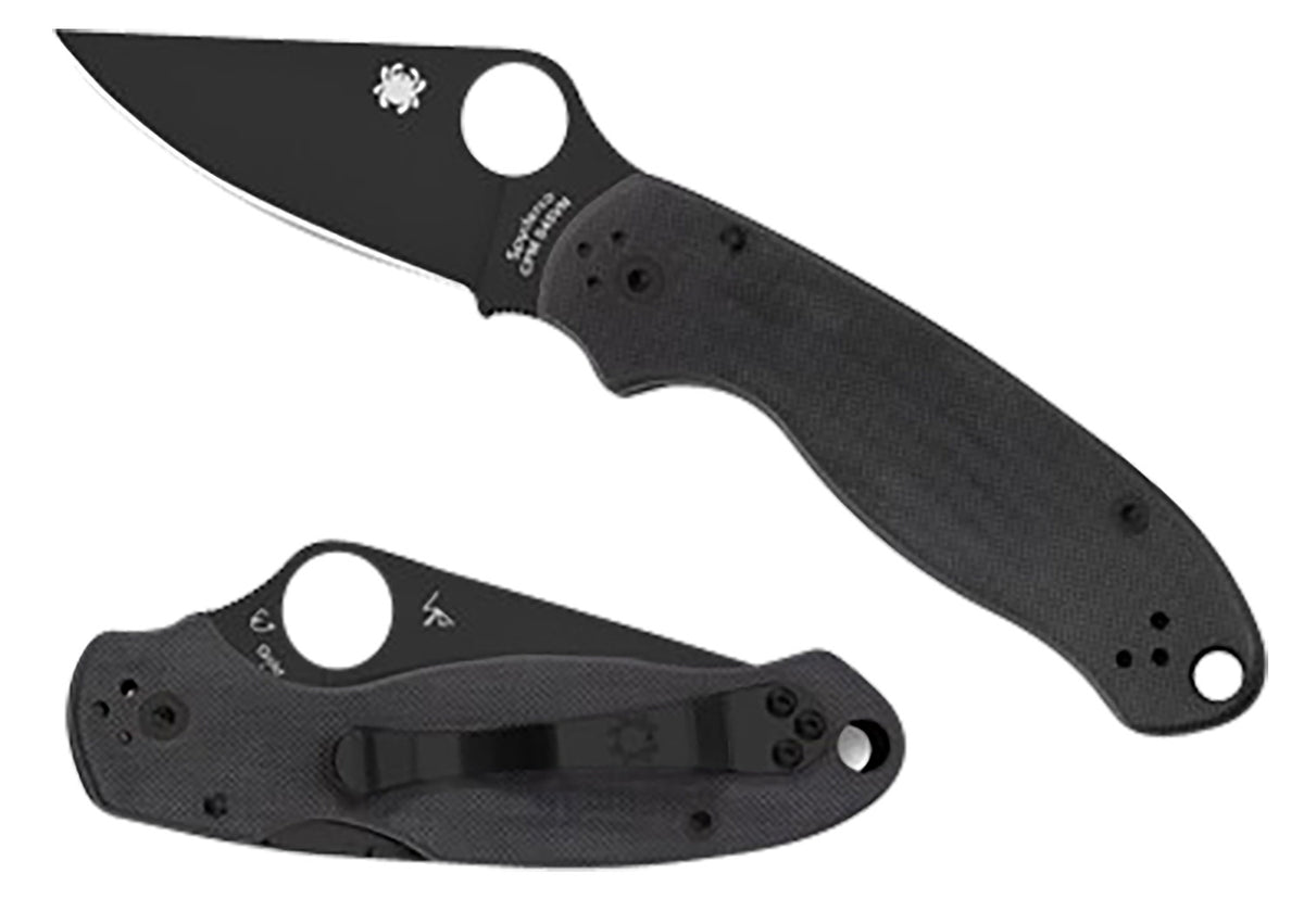 Spyderco Para 3 C223GPBK Folding Knife 2.95" Black DLC S45VN Blade Black Textured G10 Handle
