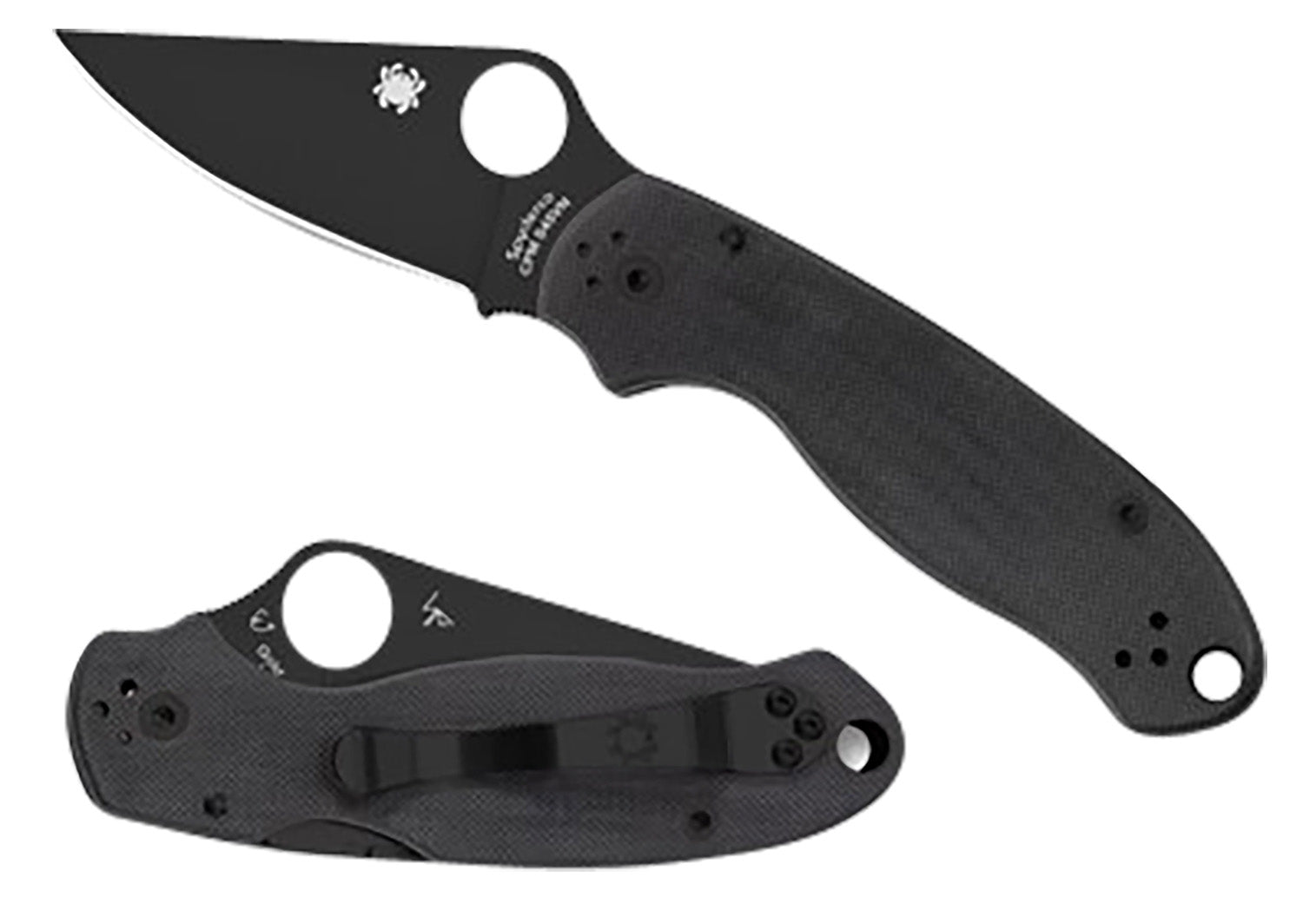 Spyderco Para 3 C223GPBK Folding Knife 2.95" Black DLC S45VN Blade Black Textured G10 Handle