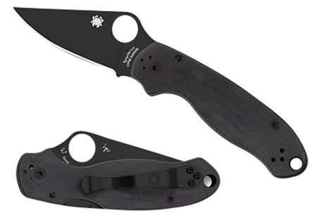 Spyderco Para 3 C223GPBK Folding Knife 2.95" Black DLC S45VN Blade Black Textured G10 Handle