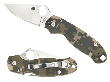 Spyderco Para 3 C223GPCMO Folding Knife 2.95" Black DLC CPM S45VN Blade Camo G10 Scales Pocket Clip