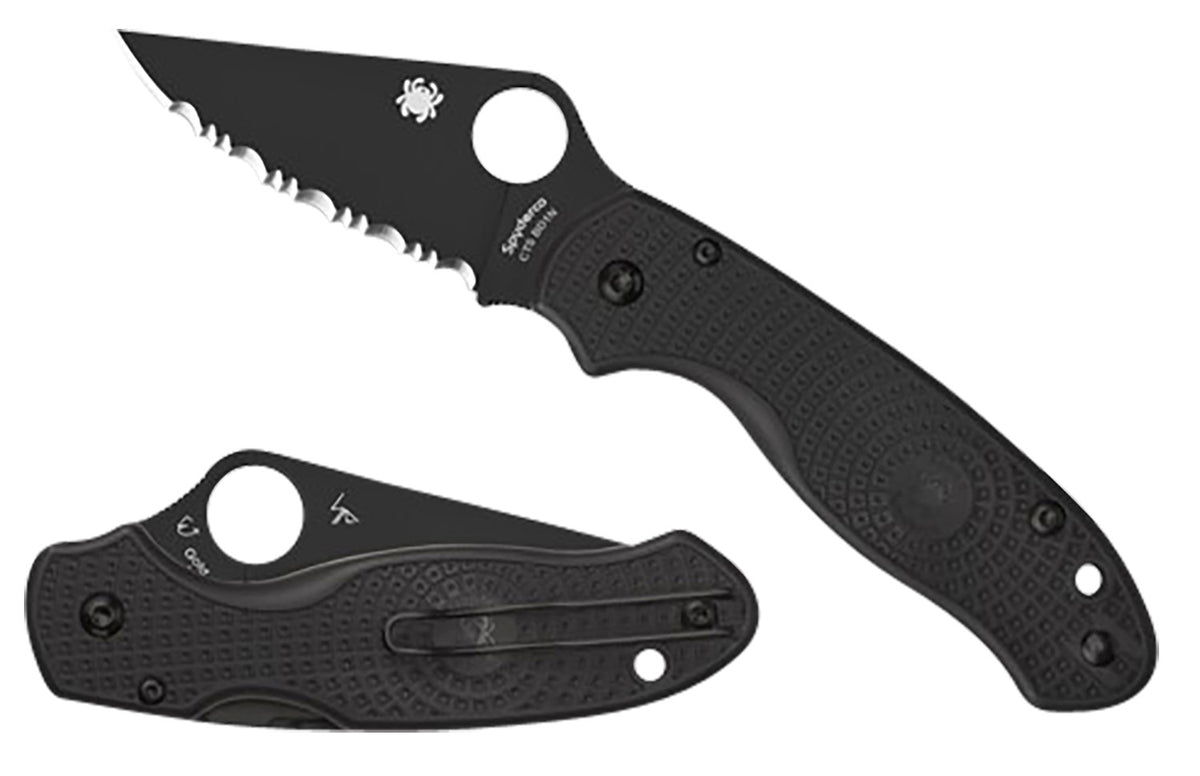 Spyderco Para 3 Lightweight C223PBBK 2.92" Plain Black DLC Blade FRN Handle Pocket Clip