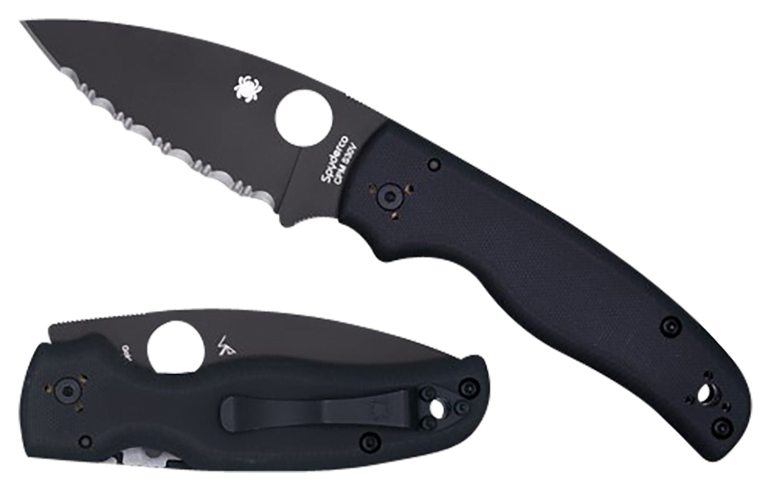 Spyderco Shaman C229GPBK 3.58" Plain Black DLC S30V Blade Black Textured G10 Handle Compression Lock