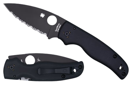 Spyderco Shaman C229GPBK 3.58" Plain Black DLC S30V Blade Black Textured G10 Handle Compression Lock