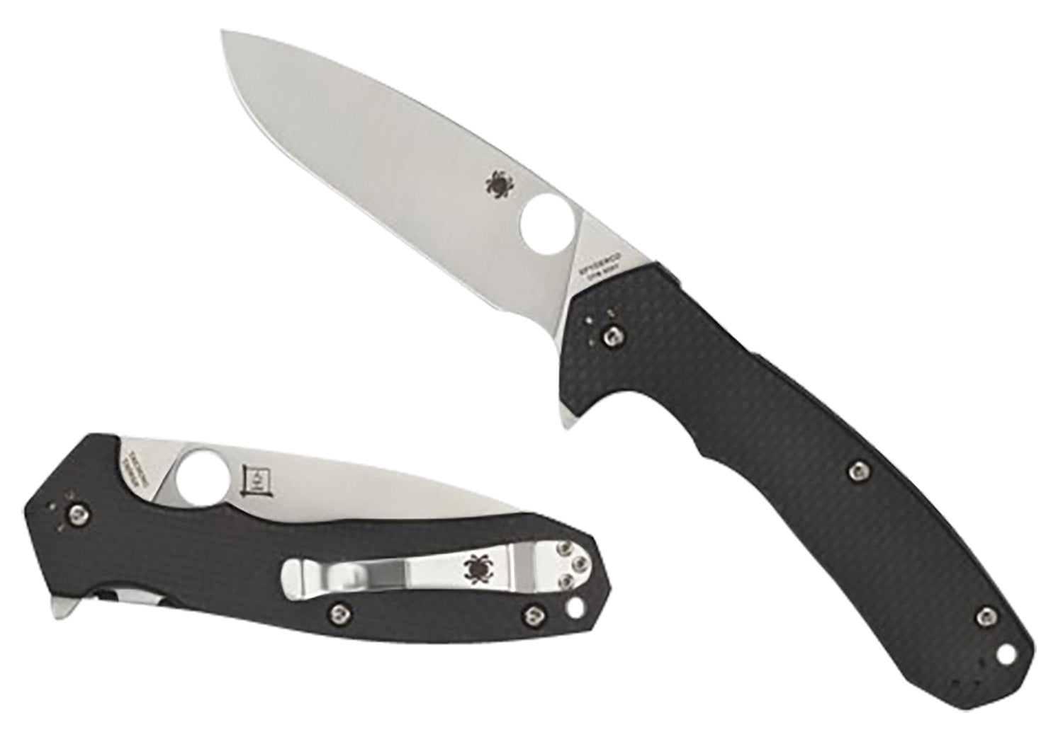 Spyderco Amalgam C234CFP 3.80" Drop Point Plain S30V Blade Textured Carbon Fiber G10 Handle