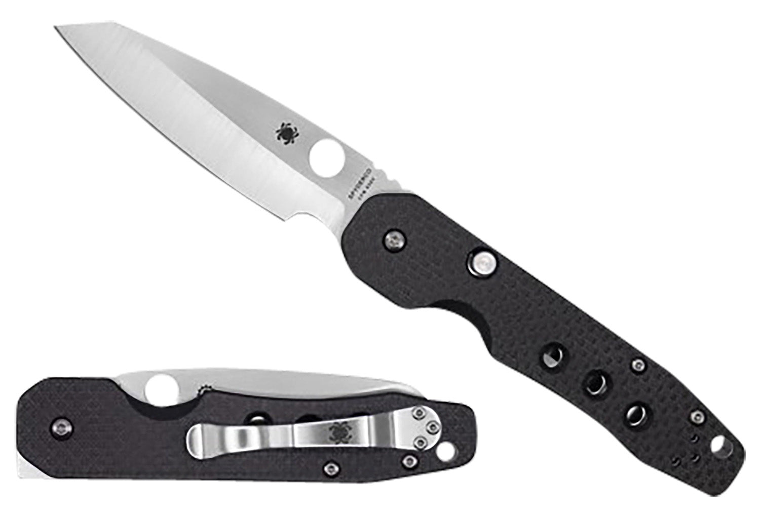 Spyderco Smock C240CFP 3.39" Plain Stonewashed S30V Blade Textured Carbon Fiber G10 Handle Pocket Clip