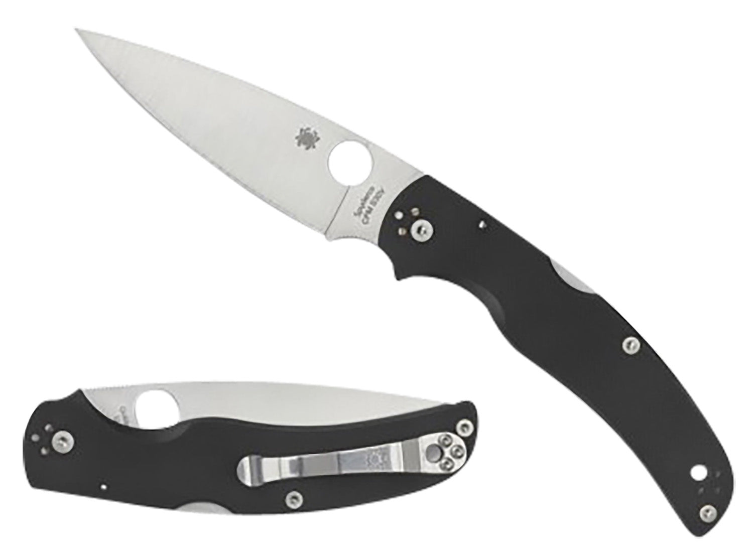 Spyderco Native Chief Lightweight C244GP 4.02" Plain Stonewashed CTS BD1N Blade Black FRN Handle w/ Pocket Clip
