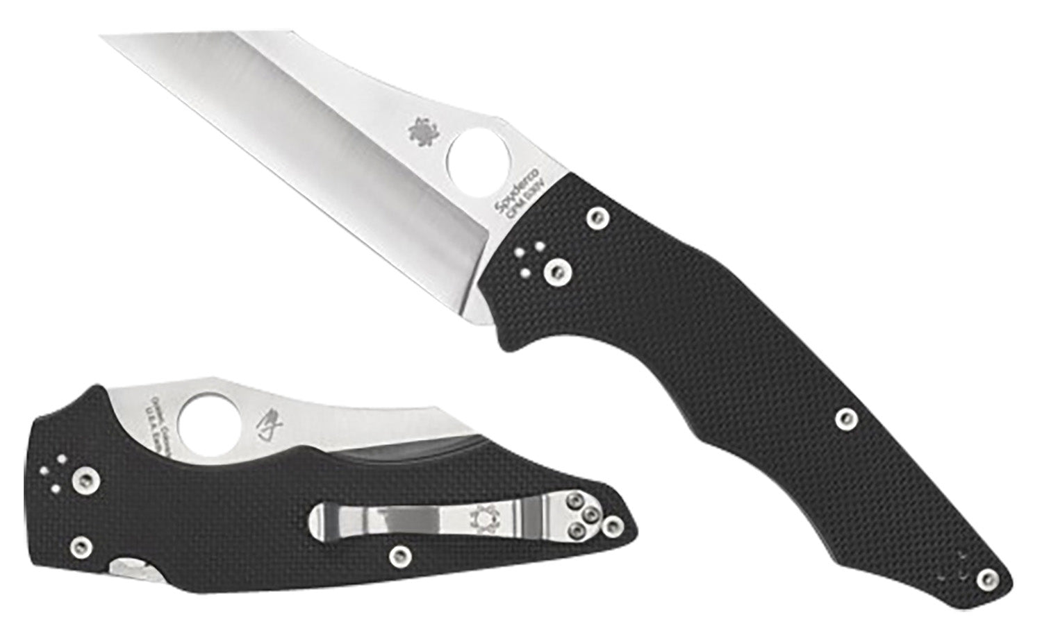 Spyderco YoJumbo C253GP 3.98" Plain Stonewashed CPM S30V Wharncliffe Blade Black G10 Handle w/ Pocket Clip