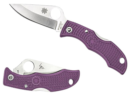 Spyderco Ladybug 3 Salt LPRP3 1.94" Stonewashed H2 Blade Purple Textured FRN Handle Keychain Folding Knife