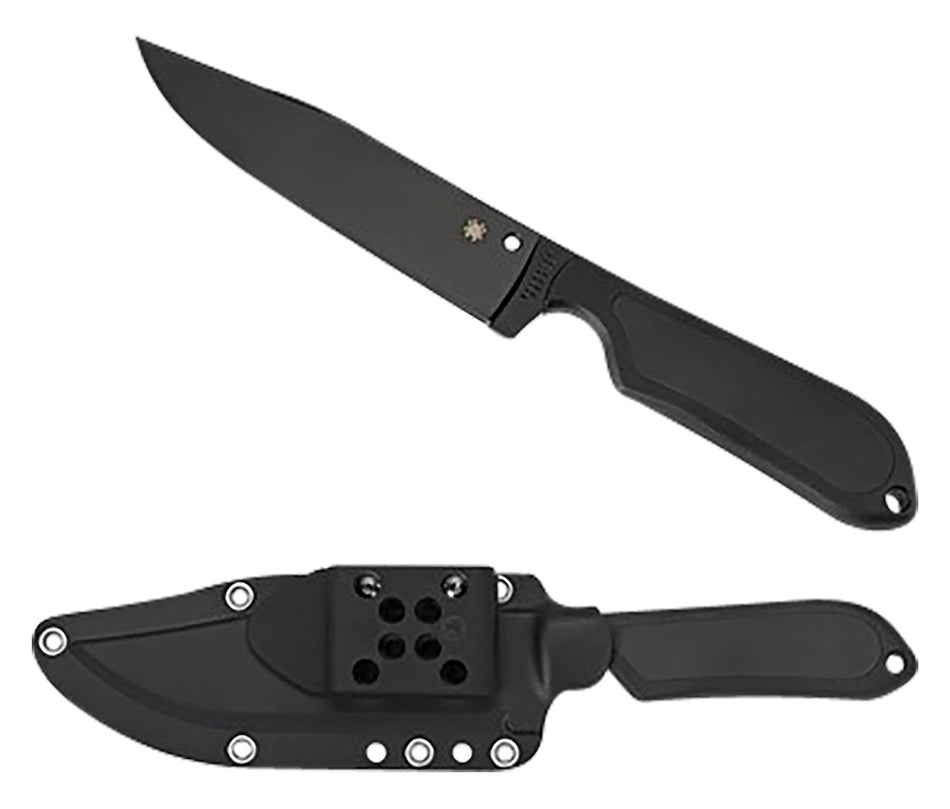 Spyderco Street Bowie FB04PBB 5.05" Plain Black DLC VG-10 Stainless Blade Black FRN Handle with G-Clip Sheath