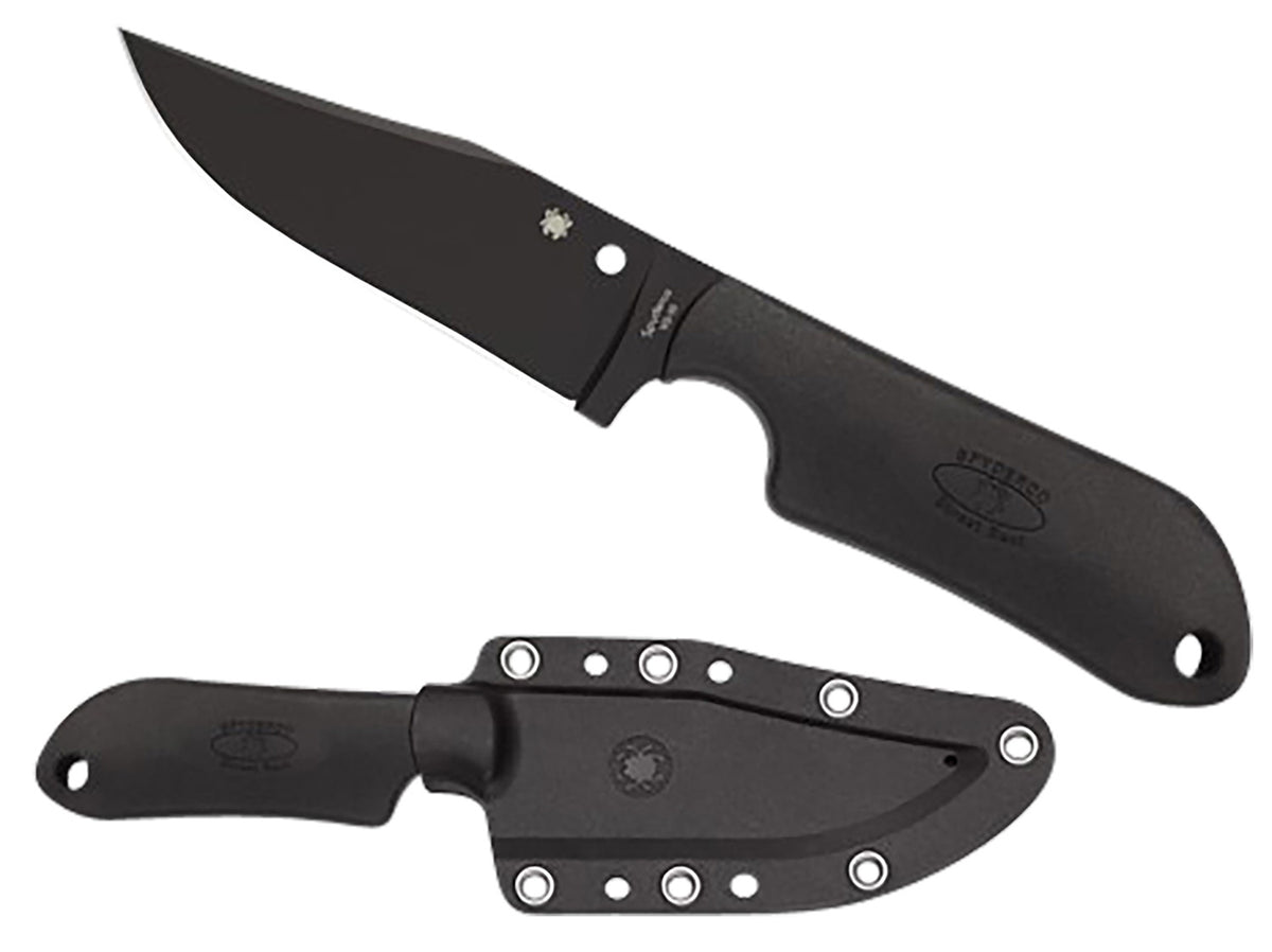Spyderco Street Beat FB15PBBK 3.51" Plain Black DLC VG-10 Stainless Blade Black FRN Handle Fixed Knife