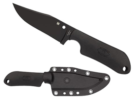 Spyderco Street Beat FB15PBBK 3.51" Plain Black DLC VG-10 Stainless Blade Black FRN Handle Fixed Knife