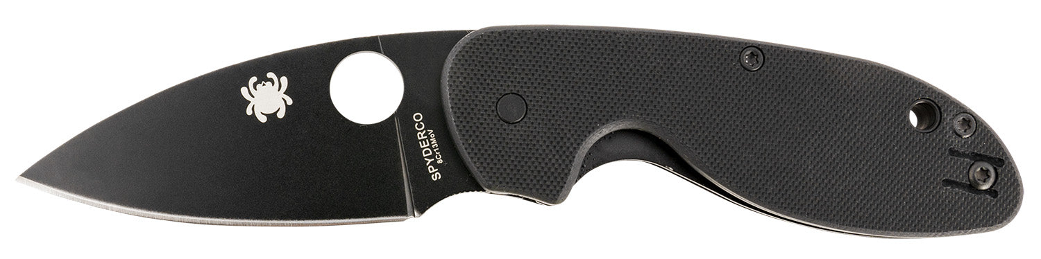 Spyderco Efficient C216GPBBK 2.98" Plain Black Oxide Coated 8Cr13MoV Blade Black G10 Handle Folding Knife