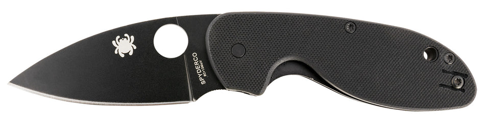 Spyderco Efficient C216GPBBK 2.98" Plain Black Oxide Coated 8Cr13MoV Blade Black G10 Handle Folding Knife