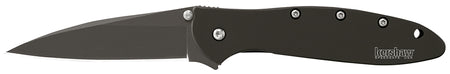 Kershaw 1660CKT Leek Assisted Open 3" Plain Modified Drop Point 14C28N Black DLC Steel, Black Stainless Handle with Clip - USA Made