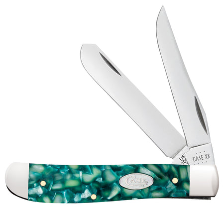 Case 71381 Mini Trapper SparXX Folding Knife with Tru-Sharp SS Blades and Green Kirinite Handle