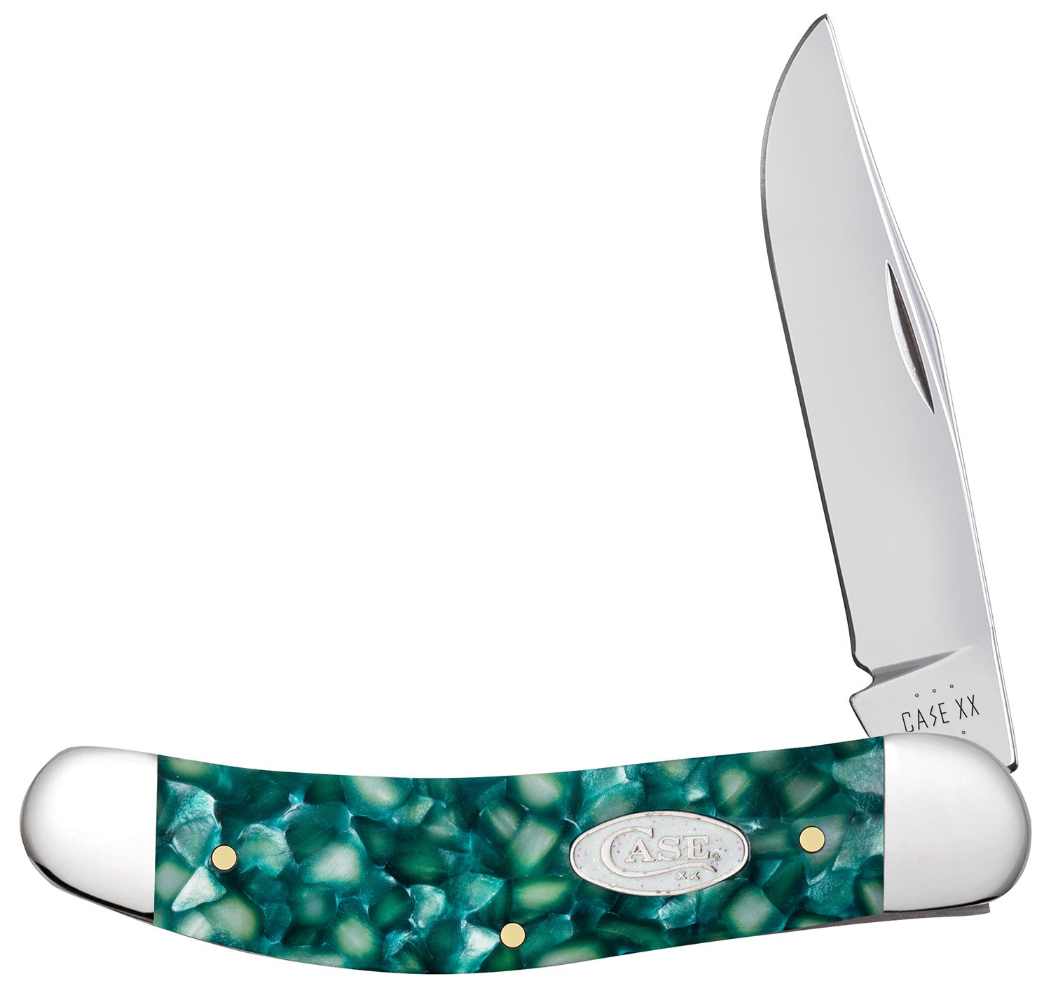 Case 71385 SparXX Sowbelly Folding Knife with Tru-Sharp SS Blade and Green Kirinite Handle