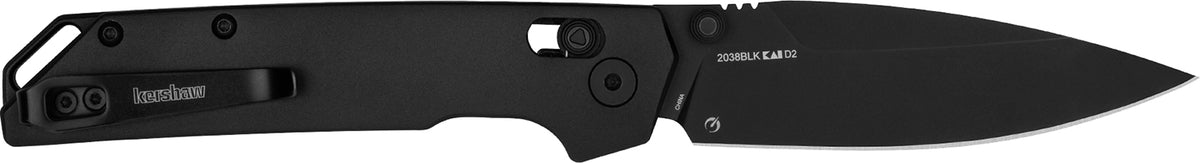 Kershaw 2038BLK Iridium Folding Knife 3.40" Plain Spear Point D2 Steel, Gray Anodized Aluminum Handle with DuraLock & Pocket Clip