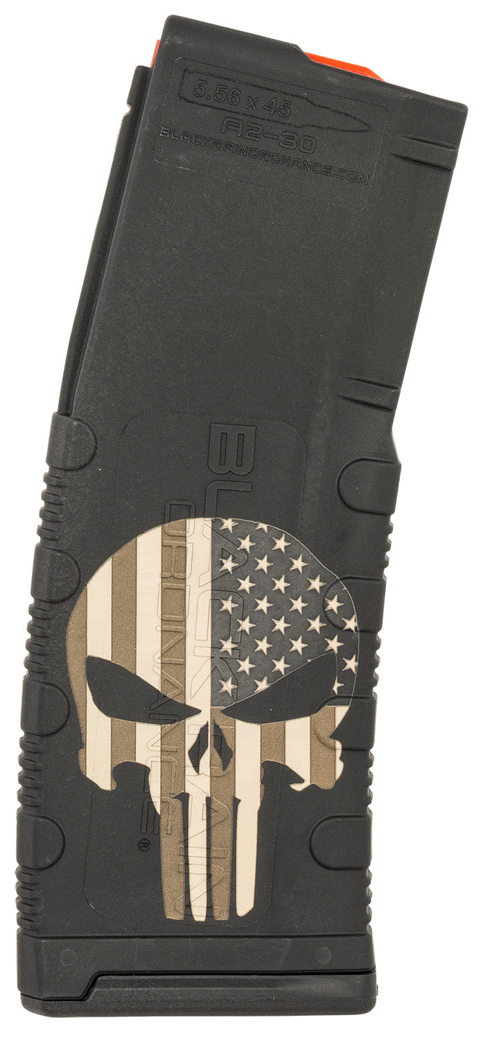 Black Rain Ordnance 30 Round 223 Rem/5.56 NATO AR-15 Platform Punisher American Flag Engraving Polymer Magazine