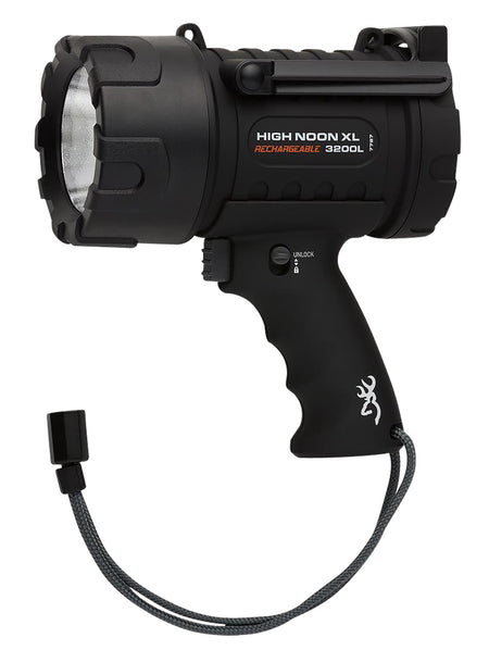 Browning 3717787 High Noon XL Black 100-3200 Lumen USB Rechargeable Spotlight White LED