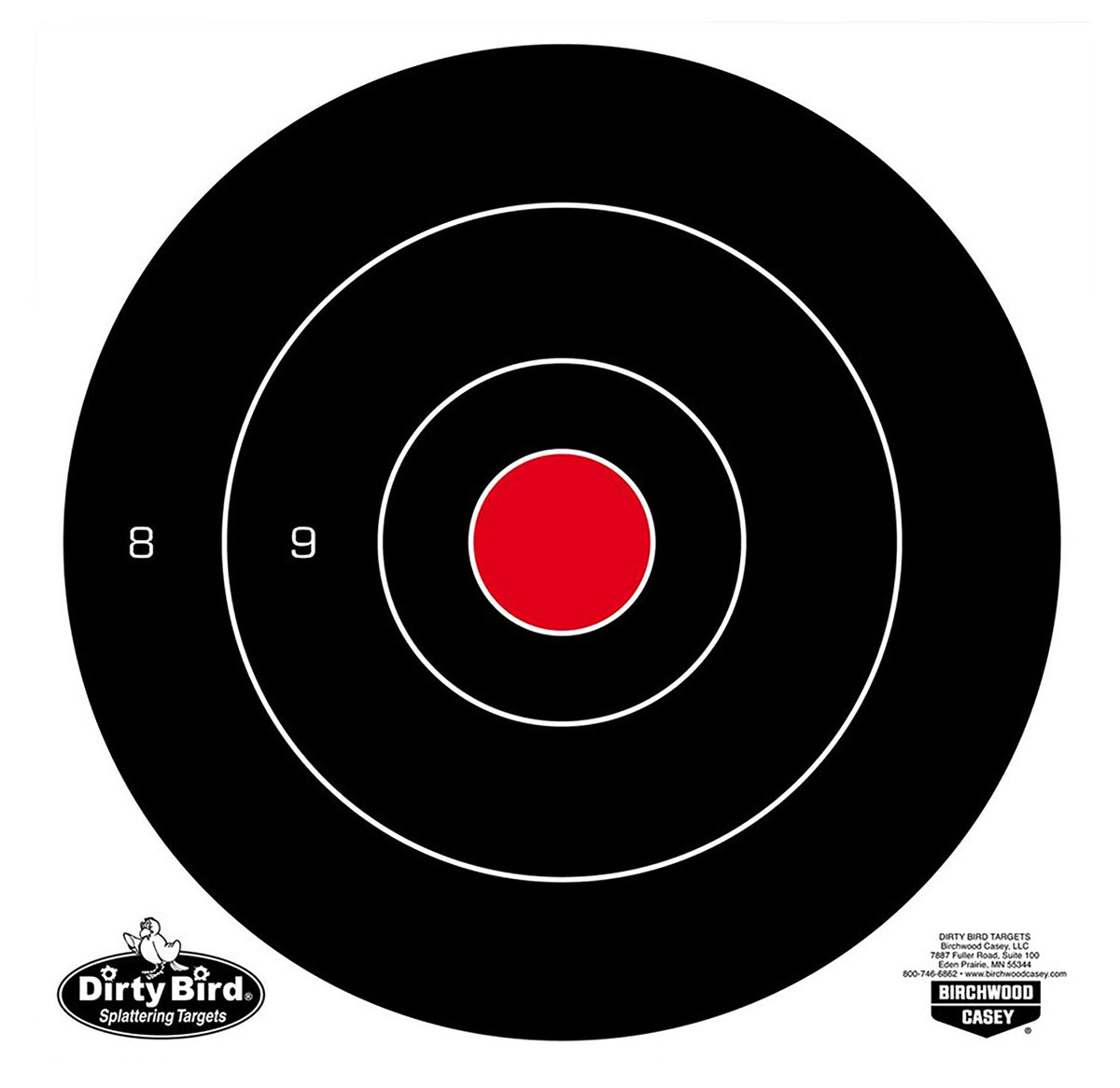 Birchwood Casey Dirty Bird 8" Bull's-Eye Tagboard Shooting Target Hanging 25 Pack
