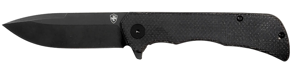 Templar PFMBK321 Paladin Folder Drop Point 3.27" Black Powder Coated D2 Blade with Black Micarta Handle