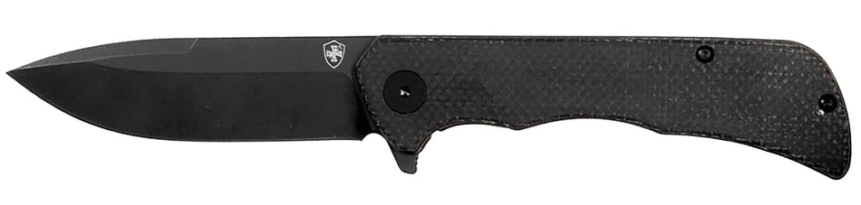 Templar PFMBK321 Paladin Folder Drop Point 3.27" Black Powder Coated D2 Blade with Black Micarta Handle