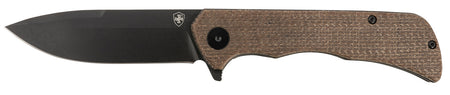 Templar PFMBN321 Paladin Folder Drop Point 3.27" Black Powder Coated D2 Blade with Brown Micarta Handle