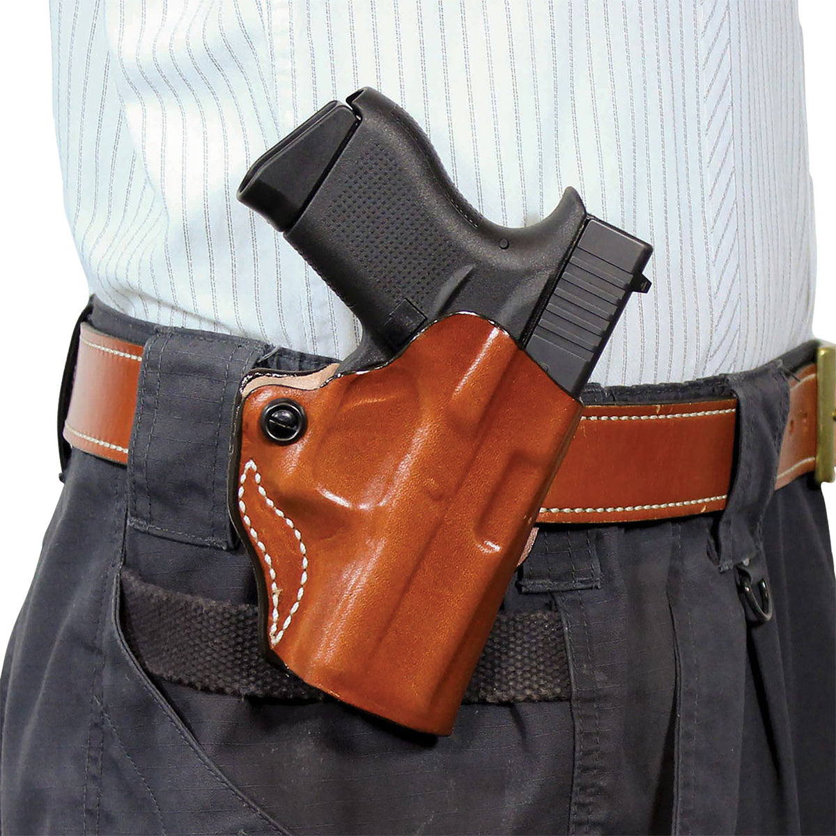 DeSantis Gunhide Mini Scabbard OWB Holster Tan Leather Fits Springfield Hellcat OSP Right Hand