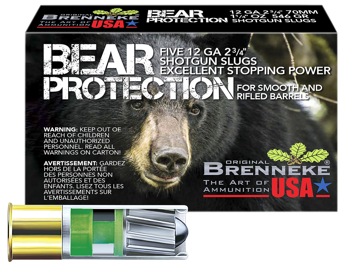 Brenneke 12 Gauge Shotgun Ammo Bear Protection 2.75 in 1-1/4 oz Slug