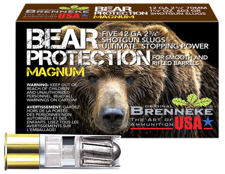 Brenneke 12 Gauge Shotgun Ammo Bear Protection Magnum 2.75 in 1-3/8 oz Slug