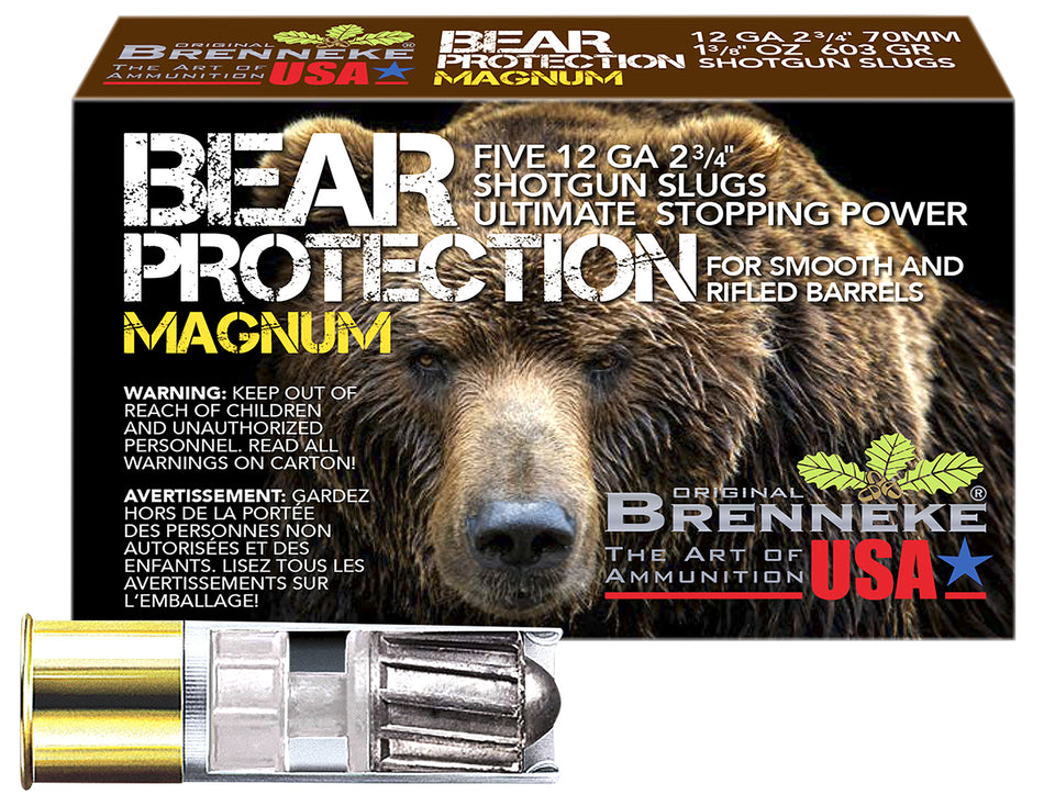 Brenneke 12 Gauge Shotgun Ammo Bear Protection Magnum 2.75 in 1-3/8 oz Slug