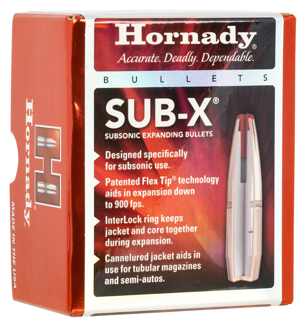 Hornady 3148 Sub-X 7.62x39mm 255 Grain Expanding Subsonic Bullets Box of 100