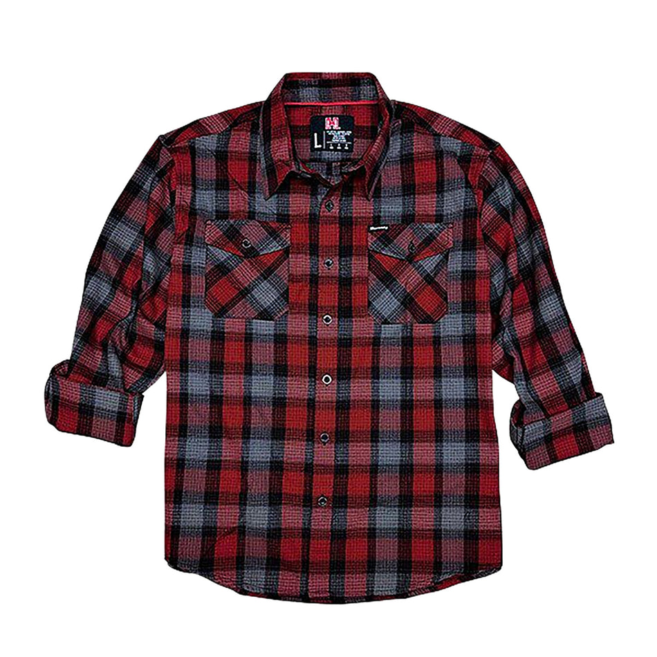 Hornady Flannel Button Up Shirt Red/Black/Gray Large Cotton Polyester Blend