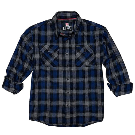 Hornady Flannel Button Up Shirt Navy/Black/Gray 3XL Cotton Polyester Blend
