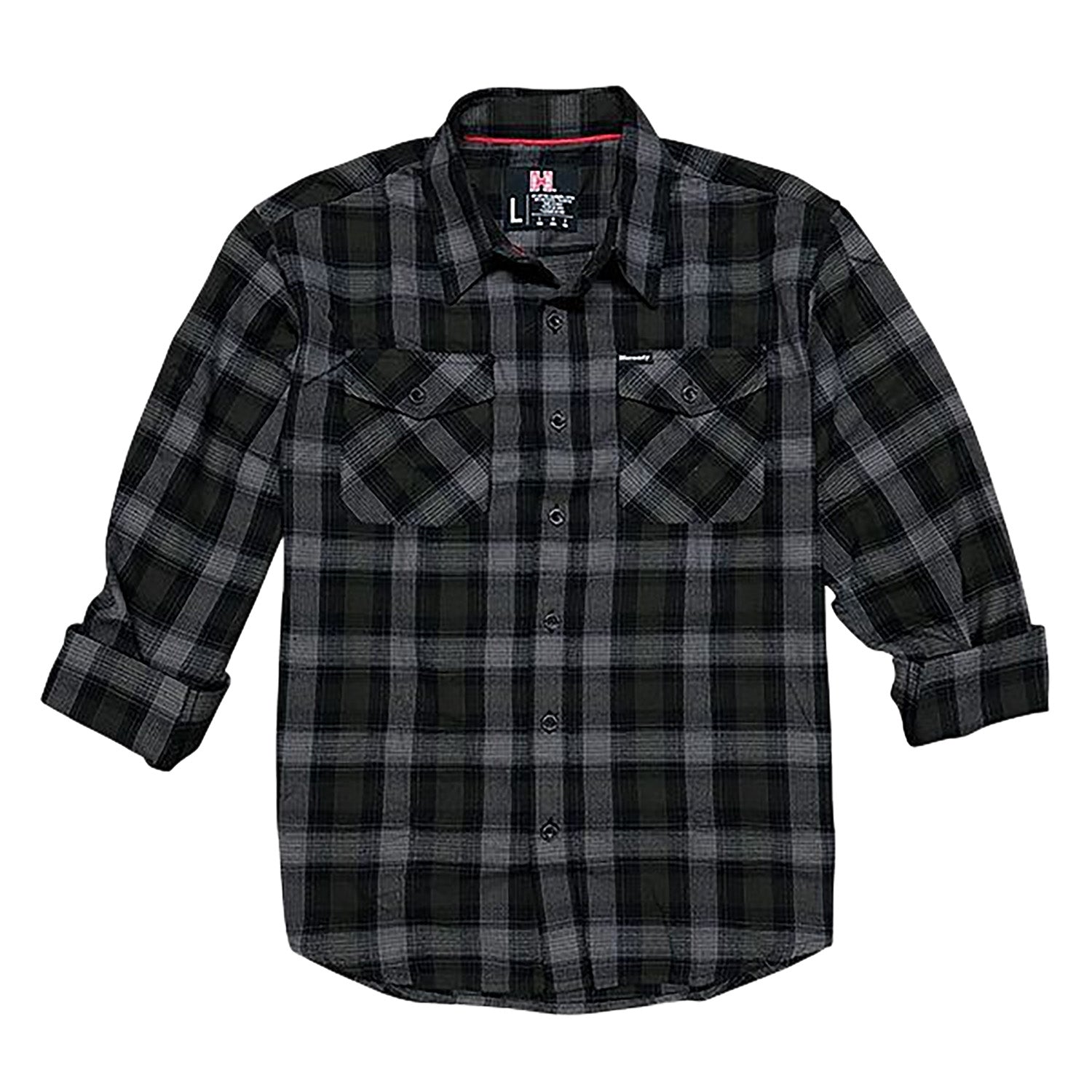 Hornady Flannel Button Up Shirt Olive/Black/Gray Large Cotton Polyester Blend