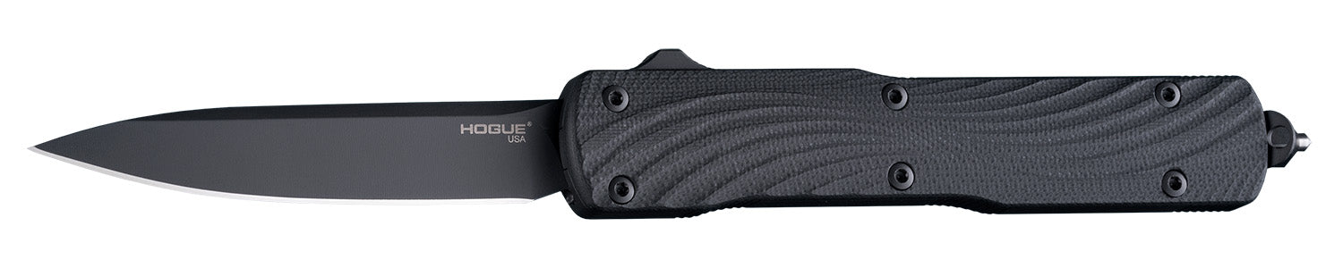 Hogue Counterstrike 3.35" Out-the-Front Drop Point Blade, Black PVD CPM 20V, Aluminum/G10 Handle with Lanyard Hole