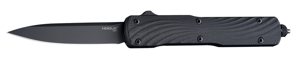 Hogue Counterstrike 3.35" Out-the-Front Drop Point Blade, Black PVD CPM 20V, Aluminum/G10 Handle with Lanyard Hole