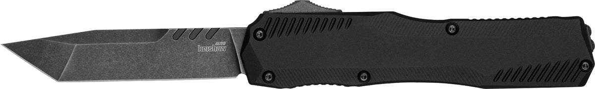 Kershaw 9000T Livewire OTF Tanto Automatic Knife 3.30" Plain CPM MagnaCut Black DLC, Black Anodized Aluminum Handle & Pocket Clip
