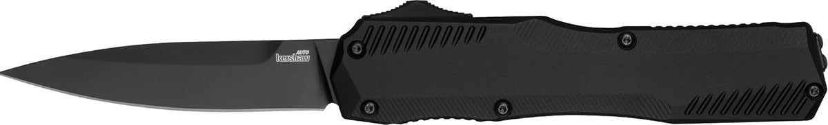 Kershaw 9000BLK Livewire OTF Automatic Knife 3.30" Plain Spear Point CPM MagnaCut Black DLC Steel, Black Aluminum Handle & Deep-Carry Clip