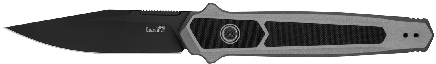 Kershaw 7951 Launch 17 Auto Folder 3.50" Plain Clip Point S35VN Steel Black Cerakote, Gray Aluminum Handle with G10 Inlays & Pocket Clip