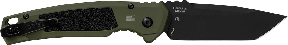 Kershaw Launch 16 Auto Tanto Folding Knife, 3.45" Black Cerakote CPM M4 Blade, Olive Aluminum Handle, Pocket Clip Included